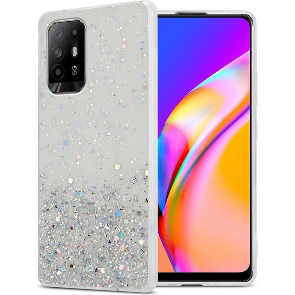 Custodia Cadorabo Per Oppo A94 5G In Trasparente Con Glitter Custodia Protettiva In Silicone Tpu Flessibile Con Glitter Scintillanti Custodia Cover Per Cellulare-image