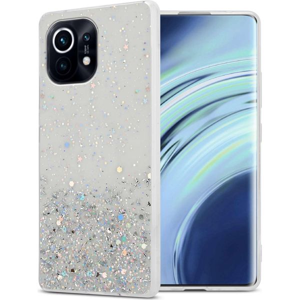 Custodia Cadorabo Per Xiaomi Mi 11 5G In Trasparente Con Glitter Custodia Protettiva In Silicone Tpu Flessibile Con Glitter Scintillanti Custodia Cover Per Cellulare-image