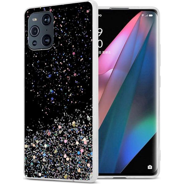 Custodia Cadorabo Per Oppo Find X3 Pro In Nero Con Glitter Custodia Protettiva In Silicone Tpu Flessibile Con Glitter Scintillanti Custodia Cover Per Cellulare-image