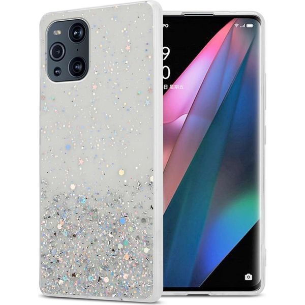 Custodia Cadorabo Per Oppo Find X3 Pro In Trasparente Con Glitter Custodia Protettiva In Silicone Tpu Flessibile Con Glitter Scintillanti Custodia Cover Per Cellulare-image