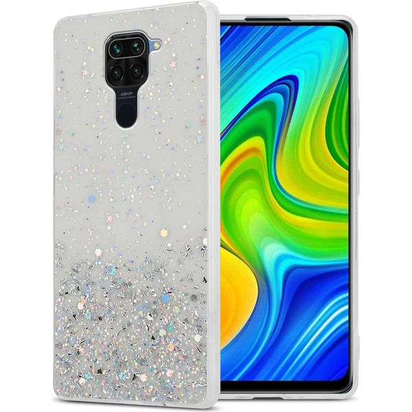 Custodia Cadorabo Per Xiaomi Redmi Note 9 In Trasparente Con Glitter Custodia Protettiva In Silicone Tpu Flessibile Con Glitter Scintillanti Custodia Cover Etui Per Telefono Cellulare-image