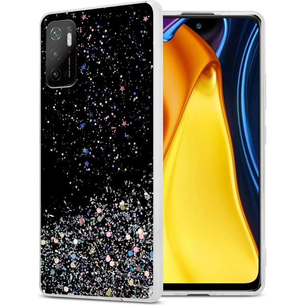 Custodia Cadorabo Per Xiaomi Redmi Note 10 5G / Poco M3 Pro 5G In Nero Con Glitter Cover Protettiva In Silicone Tpu Flessibile Con Glitter Scintillanti Custodia Cover Per Cellulare-image