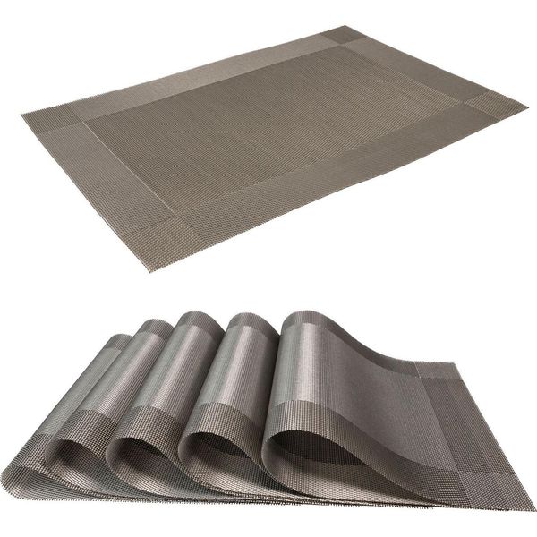 Intirilife 6X Tovaglietta In Pvc Grigio - 45 X 30 Cm - Tovaglietta Da Tavolo Sottobicchiere Lavabile Resistente Al Calore Per Tavolo Da Pranzo Cucina-image