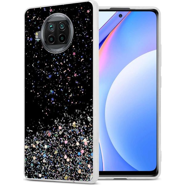 Custodia Cadorabo Per Xiaomi Mi 10T Lite In Nero Con Glitter Custodia Protettiva In Silicone Tpu Flessibile Con Glitter Scintillanti Custodia Cover Per Telefono Cellulare-image