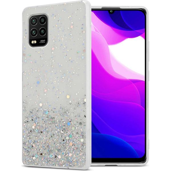 Custodia Cadorabo Per Xiaomi Mi 10 Lite In Trasparente Con Glitter Custodia Protettiva In Silicone Tpu Flessibile Con Glitter Scintillanti Custodia Cover Per Telefono Cellulare-image