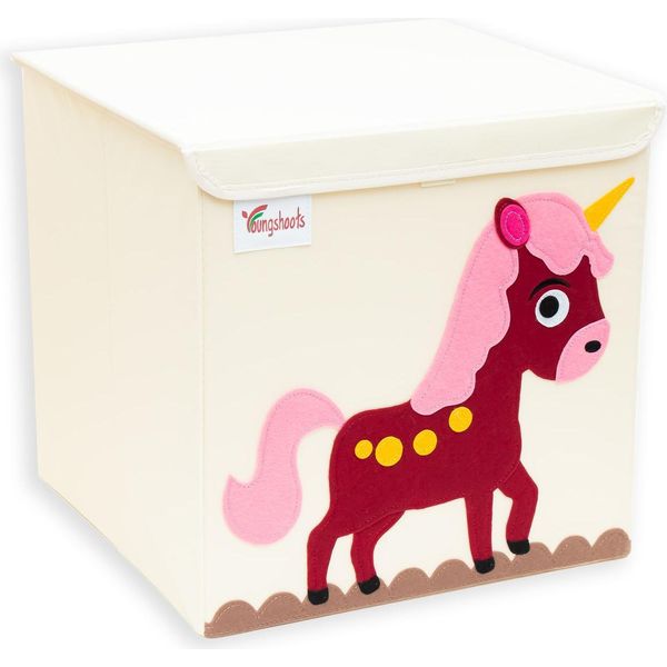 Intirilife Scatola Portaoggetti Con Coperchio Per Bambini - 35 X 33,5 X 33 Cm - Motivo Cavallo - Contenitore Cubo Per Giocattoli Coperte Vestiti Compatibile Con Gli Scaffali Kallax-image