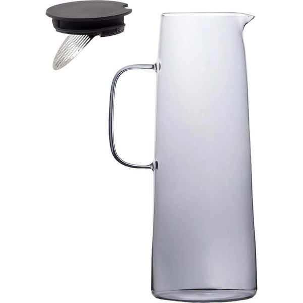 Caraffa In Vetro Intirilife In Smokey Grey - Capacità 1,7 Litri - Caraffa In Vetro Con Coperchio E Colino Per Bevande Calde E Fredde, Tè, Succo Di Frutta E Limonata-image