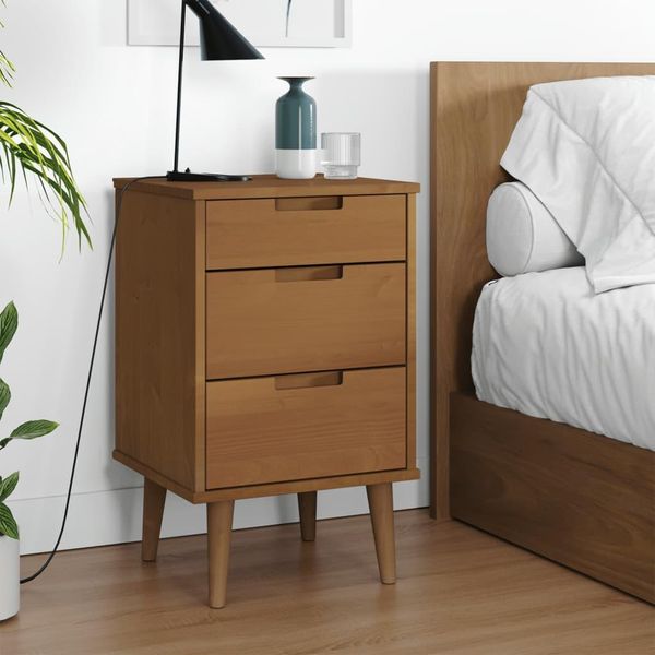 Vidaxl Comodino Molde Brown 40X35X65 Cm In Legno Di Pino Massiccio-image