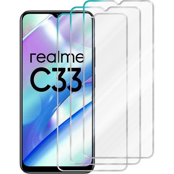 Cadorabo 3X Pellicola Protettiva Per Realme C33 In Crystal Clear Pellicola Protettiva Temperata Blindata Per Schermo-image