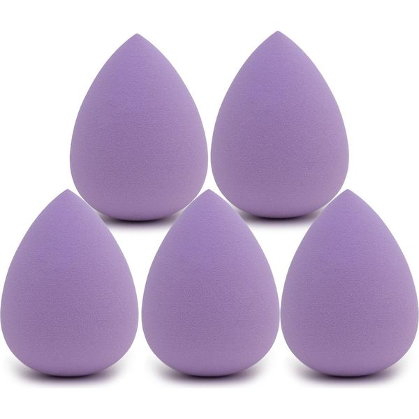 Intirilife Set Di 5 Spugne Per Il Trucco A Forma Di Uovo In Viola Chiaro - Morbida Spugna Di Bellezza Per Fondotinta E Correttore Spugna Per Il Trucco Per Fondotinta In Crema E Liquido-image