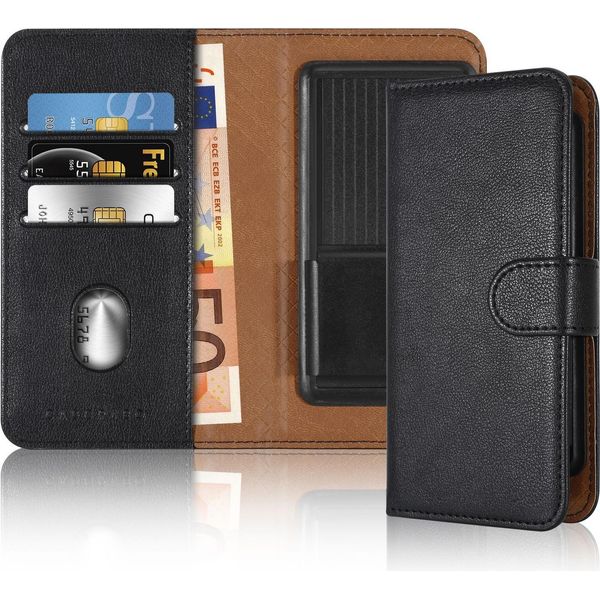 Cadorabo Cover Per Lg Q7 / Q7A / Q7+ Custodia Per Cellulare In Nero Con Slot Per Schede, Copertura Protettiva A 360 Gradi Per Flip- Flip Case Book Cover Custodia Per Cellulare In Finto Cuoio-image