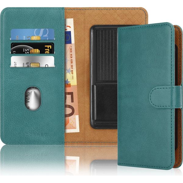 Cadorabo Cover Per Lg K20 In Turchese Con Slot Per Schede, Copertura Protettiva A 360 Gradi Per Flip- Flip Case Book Cover Custodia Per Cellulare In Finto Cuoio-image
