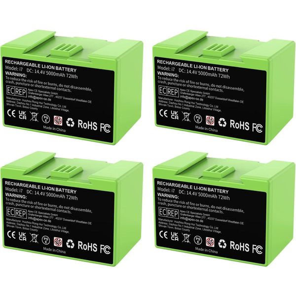Batteria Di Ricambio, Capacità 5000Mah, Compatibile Con Irobot Roomba Serie E- E I, 4 Pezzi-image