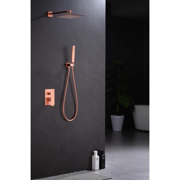Webo Doccia A Pioggia Da Incasso "Rio"" Set Completo Con Soffione E Doccetta 20 Cm - Matt Rosé"-image