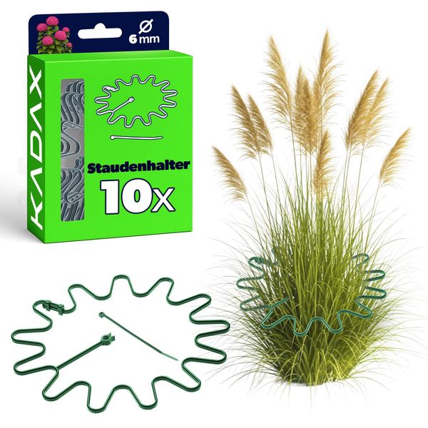 Kadax Porta Piante Perenni Ø 21 Cm In Set Da 10, Porta Piante Rotondo Con Fascette, Porta Ortensie In Plastica, Supporto Per Ortensie, Porta Fiori (Verde)-image