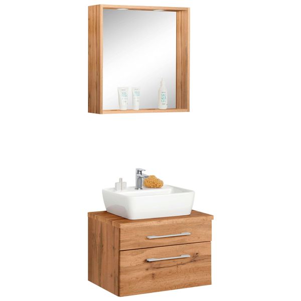 BadmöBel-Set Welltime "Davos", Braun (Eichefarben), KastenmöBel-Sets, BadmöBel-Set, Mit Rechteckigem Waschbecken-image