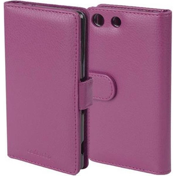 Cadorabo Custodia Per Sony Xperia M5 In Viola Copertura Posteriore Telefono Cellulare Protettivo Copertura Libro Custodia Libretto Slot Per Schede-image