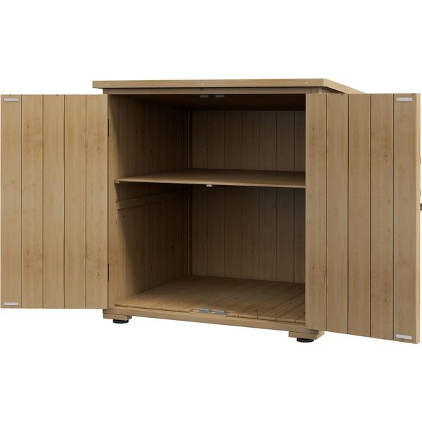 Casetta Per Attrezzi In Legno Resistente Alle Intemperie - Doppia Porta, 77,5 X 88 X 90 Cm-image
