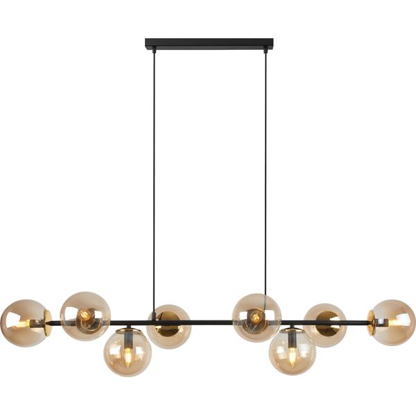 Lampada A Sospensione Siena Nero-Oro 8 Luci Vetro Miele E14-image