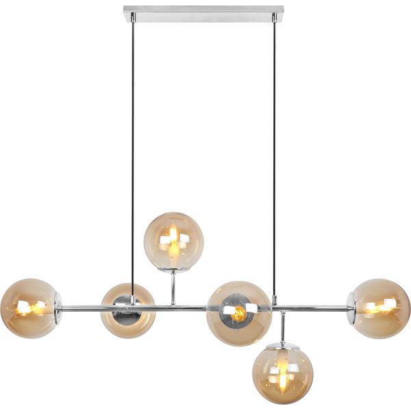 Plafoniera Siena Cromo 6 Luci Vetro Miele E14 Bracci Lunghi-image