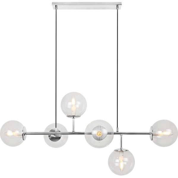 Plafoniera Siena Cromo 6 Luci Vetro Beige E14 Bracci Lunghi-image