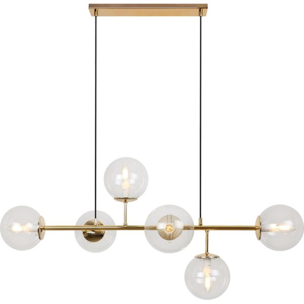 Plafoniera Siena Gold 6 Luci Vetro Beige E14 Bracci Lunghi-image