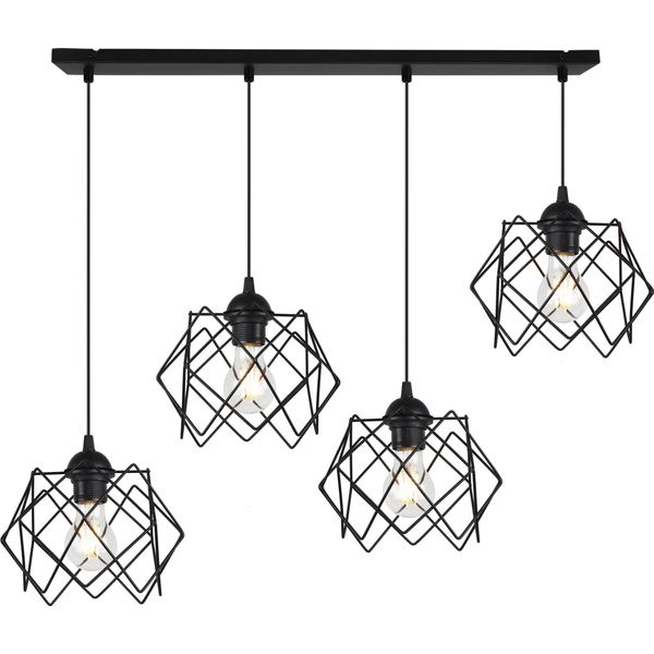 Lampada A Sospensione Stella 4 Luci In Vetro Nero E27-image