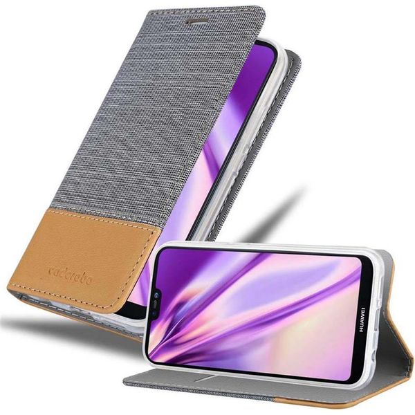 Cadorabo Custodia Per Huawei P20 Lite 2018 / Nova 3E Custodia Protettiva In Grigio Custodia Per Telefono Cellulare Custodia A Libro Cover-image