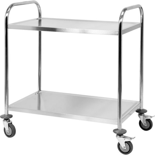 Carrello Di Servizio, Carrello Da Cucina, Carrello Da Sgombero 2 Ripiani 860X530X950Mm Acciaio Inox-image
