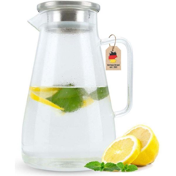 Caraffa Intirilife In Clear - Brocca Da 1,5 Con Manico E Coperchio Resistente Al Calore, Adatta Per Bevande Calde E Fredde, Tè, Caffè, Acqua E Molto Altro.-image