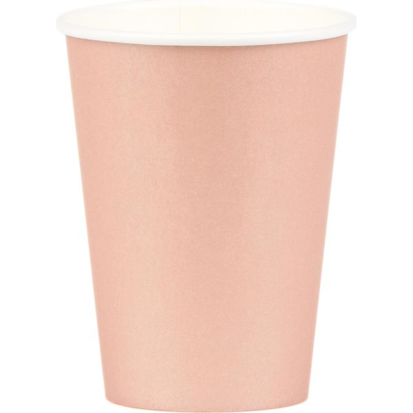 Set Di Bicchieri Di Carta 8 Pezzi Oro Rosa 210Ml - Taglia Unica-image