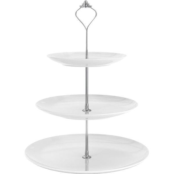 Intirilife Alzata Per Torte In Porcellana A 3 Livelli - Supporto Di Servizio Per Torte, Muffin, Frutta E Molto Altro Ancora-image