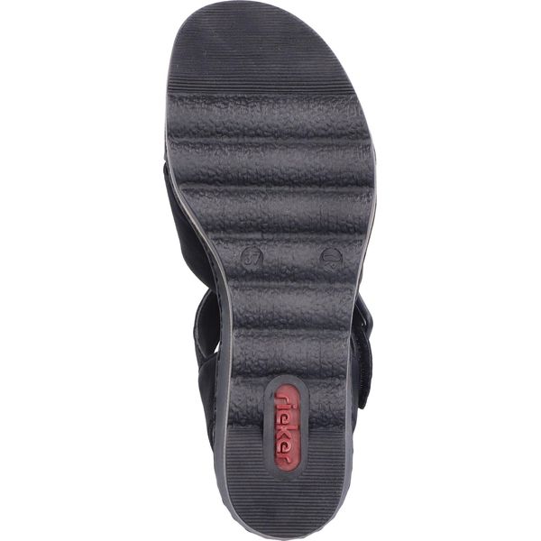 Rieker Sandalo Da Donna Sandalo Con Cinturino Incrociato Con Zeppa E Fibbia 67463, Misura:40 Eu, Colore:Nero-image