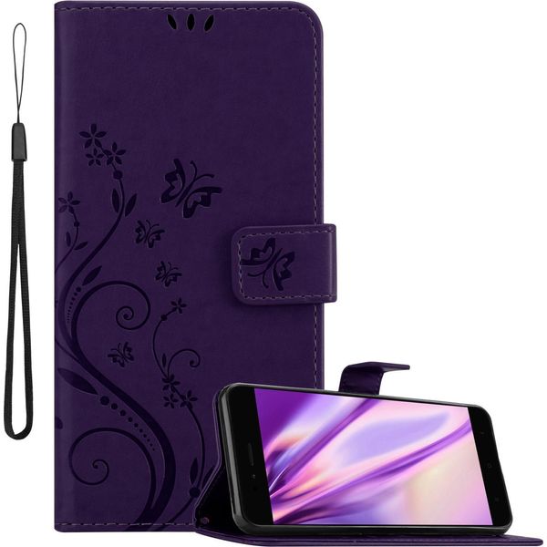 Cadorabo Cover Per Xiaomi Mi A1 / Mi 5X Cover Protettiva In Viola Cover Protettiva Cover Telefono Cellulare Cover Caso Fiori Fiore-image