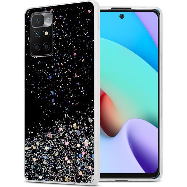 Cadorabo Custodia Per Xiaomi Redmi 10 Custodia Protettiva In Nero Custodia Per Telefono Cellulare Tpu Custodia Cover Glitter Glitter-image