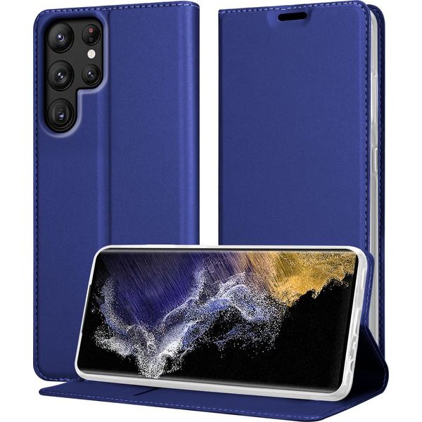 Cadorabo Custodia Per Cellulare Per Samsung Galaxy S22 Ultra Custodia Protettiva In Blu Cover Etui Book Case Booklet-image