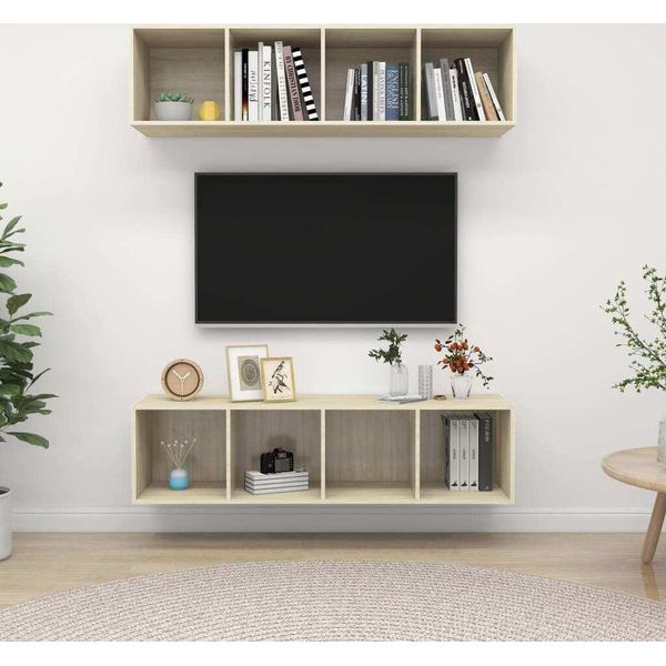 The Living Store Pareti Tv 2 Pezzi In Legno Rovere Sonoma-image