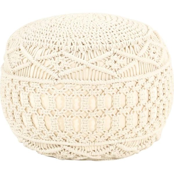 The Living Store Pouf Macramé Fatto A Mano 45X30 Cm Cotone-image
