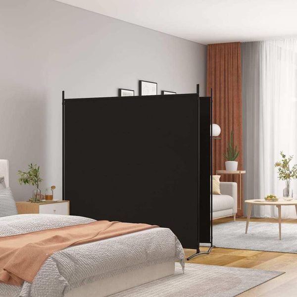 The Living Store 2 Pz. Tessuto Paravent Black 348X180 Cm-image