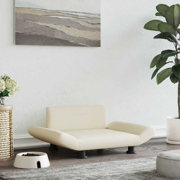 The Living Store Letto Per Cani Crema 70X45X28 Cm In Pelle Finta-image