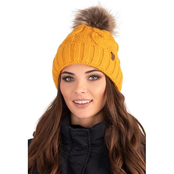 Vivisence Cappello Lavorato A Maglia Da Donna - Cappello A Pompon Per Donne Per L'autunno Invernale - Cappello Con Pompon Caldo Cappello Invernale Spesso Accogliente - Miele-image