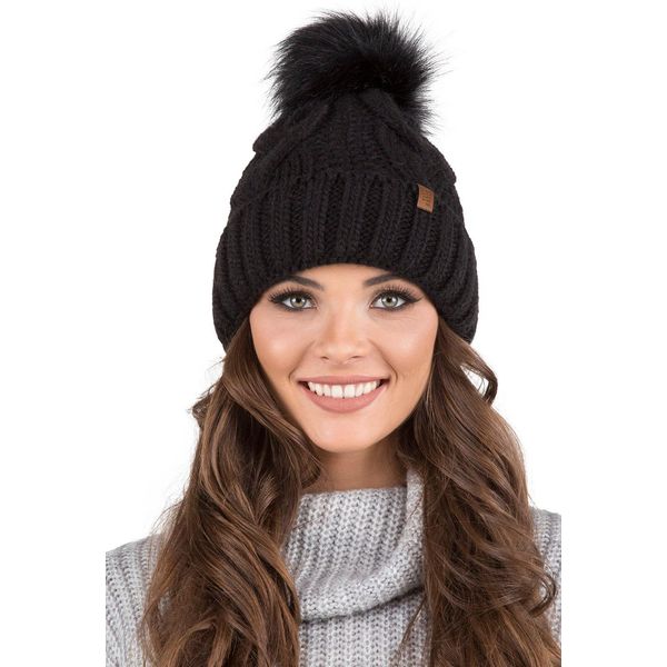 Cappello A Maglia Da Donna Vivisence - Copricapo Con Pompon Per L'inverno E L'autunno - Cappello Con Pompon Caldo Cappello Invernale Da Donna A Maglia Spessa - Nero-image