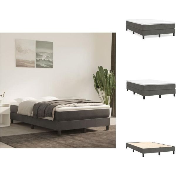 Vidaxl Letto A Molle Insacchettate Grigio Scuro 120X200 Cm In Velluto - Letti E Strutture Letto-image
