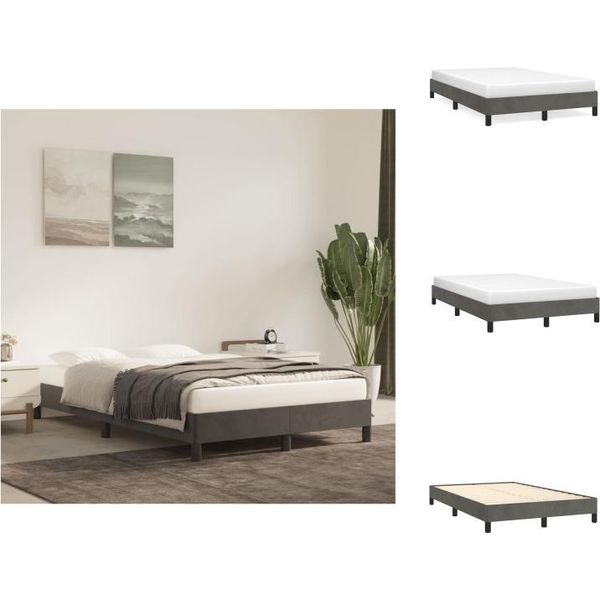 Vidaxl Struttura Letto Grigio Scuro 120X200 Cm In Velluto - Letti E Strutture Letto-image