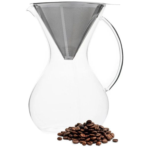 Caffettiera Pour-Over - Caffettiera - Caffettiera - Vetro - Acciaio Inox - 600 Ml-image