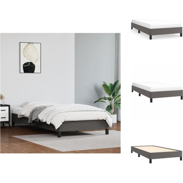 Vidaxl Struttura Letto Grigio 90X190 Cm In Pelle Finta - Letti E Strutture Letto-image