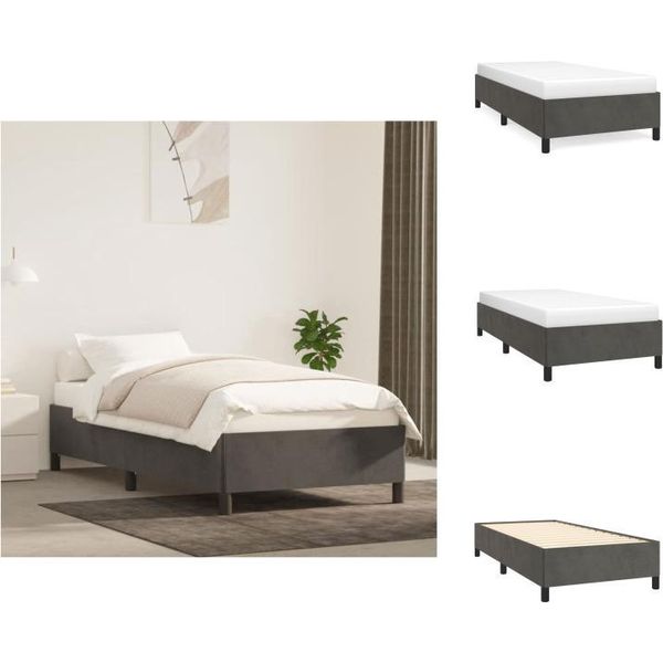 Vidaxl Struttura Letto Grigio Scuro 80X200 Cm In Velluto - Letti E Strutture Letto-image