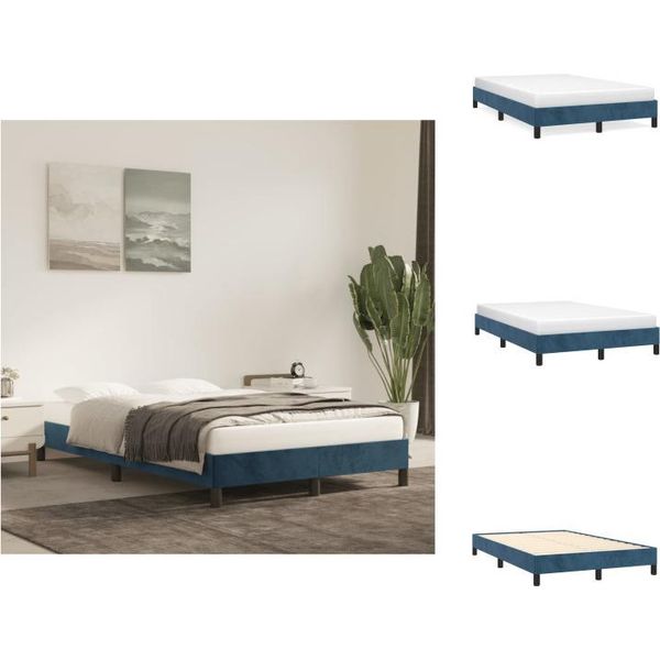 Vidaxl Struttura Letto Blu Scuro 120X200 Cm In Velluto - Letti E Strutture Letto-image