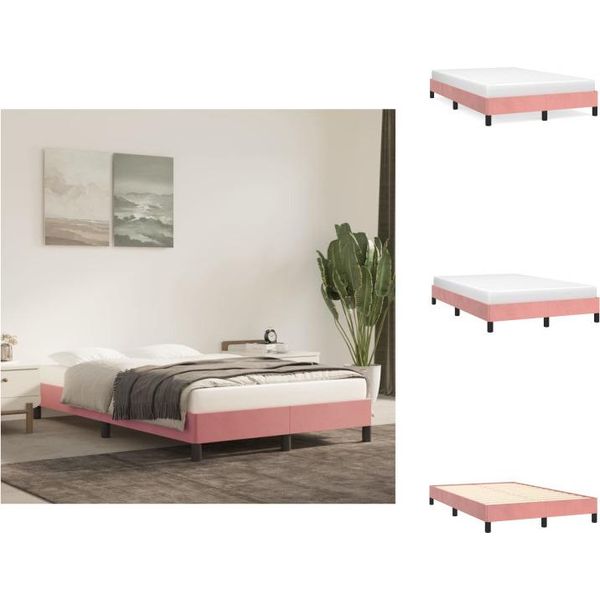Vidaxl Struttura Letto Rosa 120X200 Cm In Velluto - Letti E Strutture Letto-image