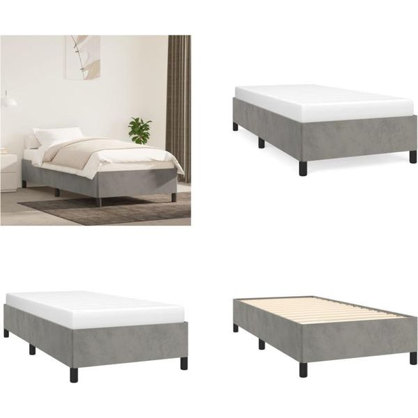 Vidaxl Struttura Letto Grigio Chiaro 90X200 Cm In Velluto - Struttura Letto - Cornici Letto - Struttura Letto - Letto-image